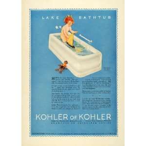 com 1923 Ad Kohler Viceroy Lake Bathtub Toy Sailboat Doll Child Bath 