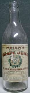 1920s Meiers Grape Juice Bottle   Silverton, OH  