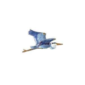  Blue Heron Bird Silver & Enamel Pin: Jewelry