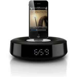    Black, compact iPod/iPhone clock dock   PHIL DS1110