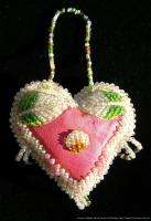   Beaded Native American or Canadian Indian Heart Whimsey ca1900  
