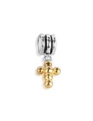 Bling Jewelry 925 Silver Gold Vermeil Cross Charm Inspirational Bead 