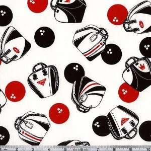  45 Wide Bowling Balls And Bags White Fabric By The Yard 