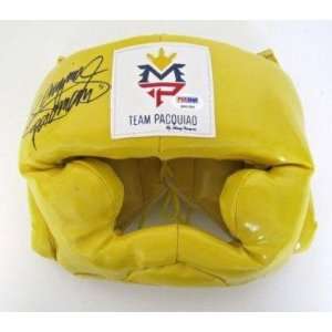   Yellow Team Pacquiao Headgear PSA   Autographed Boxing Equipment