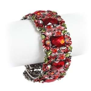   : Flower Painting Red Crystal Cuff Bracelet Fashion Jewelry: Jewelry
