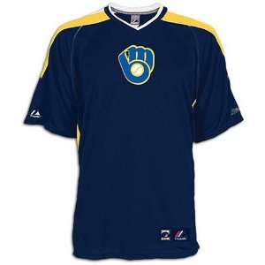  Milwaukee Brewers Blue Cooperstown V Neck Jersey: Sports 