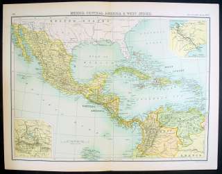 1893 Bartholomew Map Central America, Panama Canal Rail  