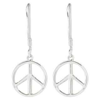 Silver Dangle Drop Peace Sign Earrings.Opens in a new window