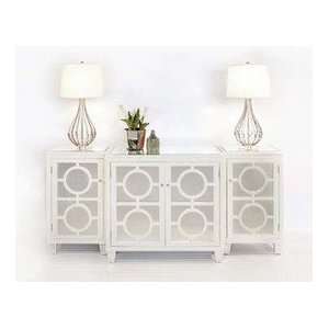  Worlds Away Ava 3 Piece Mirrored Buffet   White Lacquer 