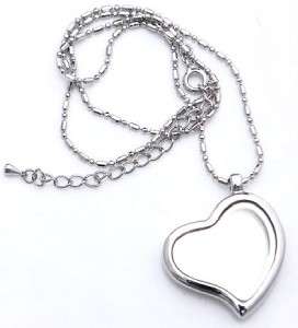 CURVY HEART MEMORY LOCKET NECKLACE FOR FLOATING CHARMS  