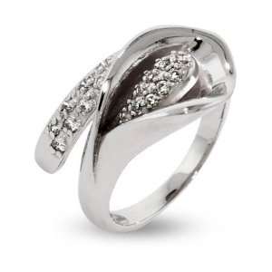  Sparkling CZ Sterling Silver Calla Lily Ring Size 7 (Sizes 