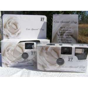  10 Pack Soft White Rose Wedding Disposable 35mm Cameras In 