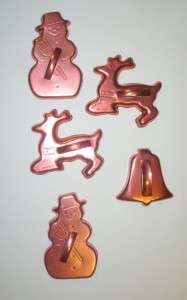 Copper Christmas Cookie Cutters Lot of 5 NEW  