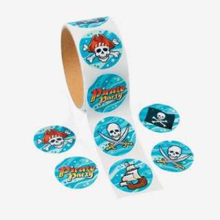 Roll of 100 PIRATE STICKERS Kids Birthday Party Favors Crafts Rewards 
