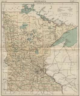 1889 color map of minnesota showing all counties many cities and towns 