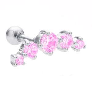  Blush Pink CZ Crescent 5 Gem Cartilage Piercing Earring Jewelry