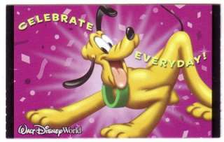Pluto Walt Disney World Collectible Ticket  