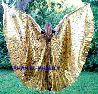 Gold Leopard Print Lame Bellydance Isis Wings#G5  