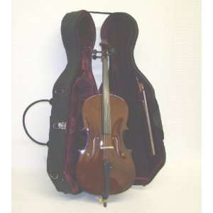   Cello with Lightweight Case + Carrying Bag + Bow + Accessories