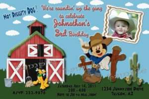 Elmo~Mickey Mouse Western Cowboy Birthday Invitation  