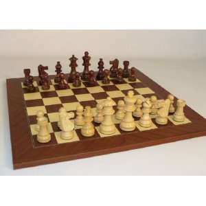   and Boxwood Lardy Chess Set with Mahogany Board 