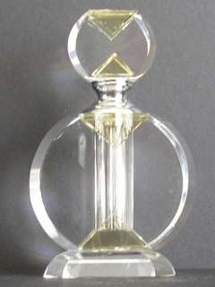 CLEAR & YELLOW SOLID LEAD CRYSTAL PERFUME BOTTLE  