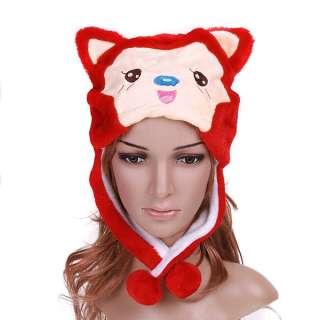 Red Fuzzy Plush Soft Warm Cartoon Animal Fox Hat Cap Earmuff for 