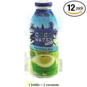 Cocowater Pure Coconut Water, 16 Ounce (Pack of 12)  