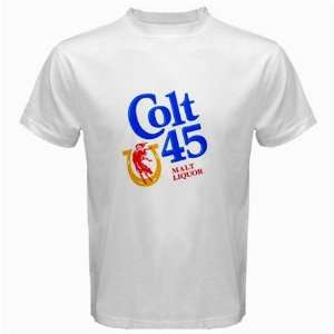 Colt 45 Malt Liquor Beer Logo New White T Shirt Size  M 