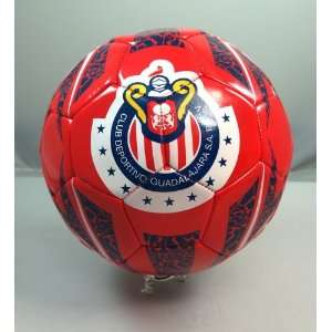 Handsewn Futbol Soccer Ball   Red   Chivas de Guadalajara Design 