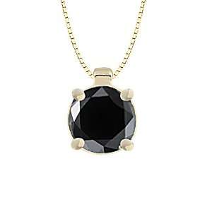   Round Black Diamond Solitaire Pendant Necklace (1.00 ct), 18 Jewelry