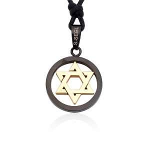   Ziovani 2 Tone Star of David Stainless Steel Pendant Necklace Jewelry