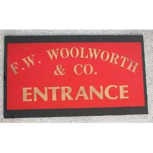  Antique F.W. Woolworths Trade Dimestore Glass Sign 1900s 