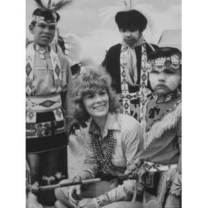 Native American Zuni Tribes People with Actress Jill St. John, Wearing 