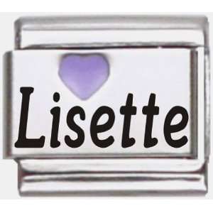  Lisette Purple Heart Laser Name Italian Charm Link 