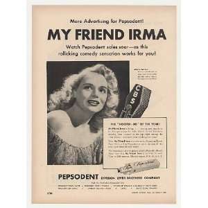  1948 My Friend Irma Marie Wilson Pepsodent Photo Print Ad 