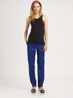   cotton mesh back tank top $ 98 00 silk rich skinny leg pants $ 245 00