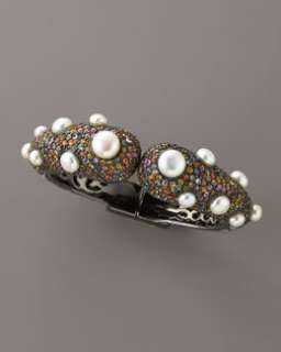 Y0NX7 MCL by Matthew Campbell Laurenza Pave Tip Bangle with Pearls