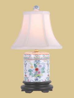 PORCELAIN COVER JAR Floral Flower Asian Table Lamp  