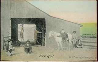 Postcard Hunting Van Horn Texas Fresh Meat c1915  