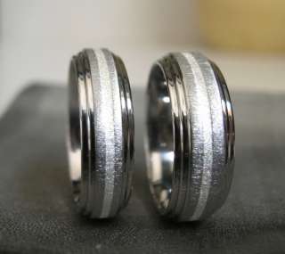 Titanium Silver Inlay Ring SET Unique Beautiful  