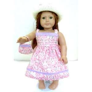  Pink Floral Sun Dress Set for 18 Inch Dolls: Toys & Games