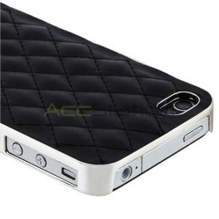 Black Leather w/ Silver Hard Cover Case+Screen Film Protector for 