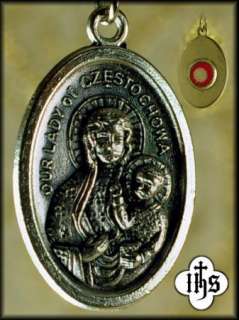 Black Madonna Czestochowa Relic Medal Pendant + Chain  