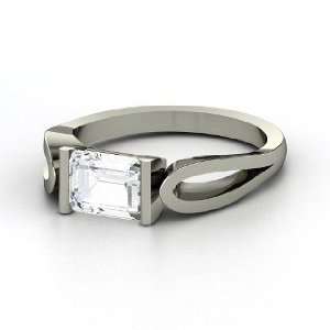   de Loop Ring, Emerald Cut White Sapphire 14K White Gold Ring Jewelry