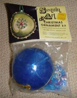 Vtg Sequined Beaded MEDALLION Christmas Ornament Kit  