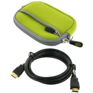  Sleeve (Neon Green) Case and Mini HDMI to HDMI Cable 1 Meter (3 Feet 