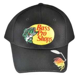  BASS PRO SHOPS HAT CAP FISHING FISH BLACK NEW ADJ OSFA 
