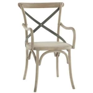   French Country Paris Cafe Wood Metal Dining Arm Chair