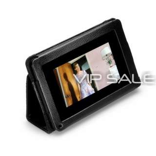 KINDLE FIRE BLACK PREMIUM PU LEATHER COVER CASE WITH STAND   FAST 